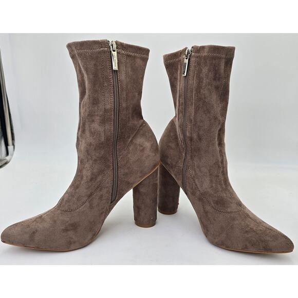 Cape Robbin Brown Stretch Ankle Boots Zip Chunky Block Heels Bootie Womens 11M - Picture 11 of 11